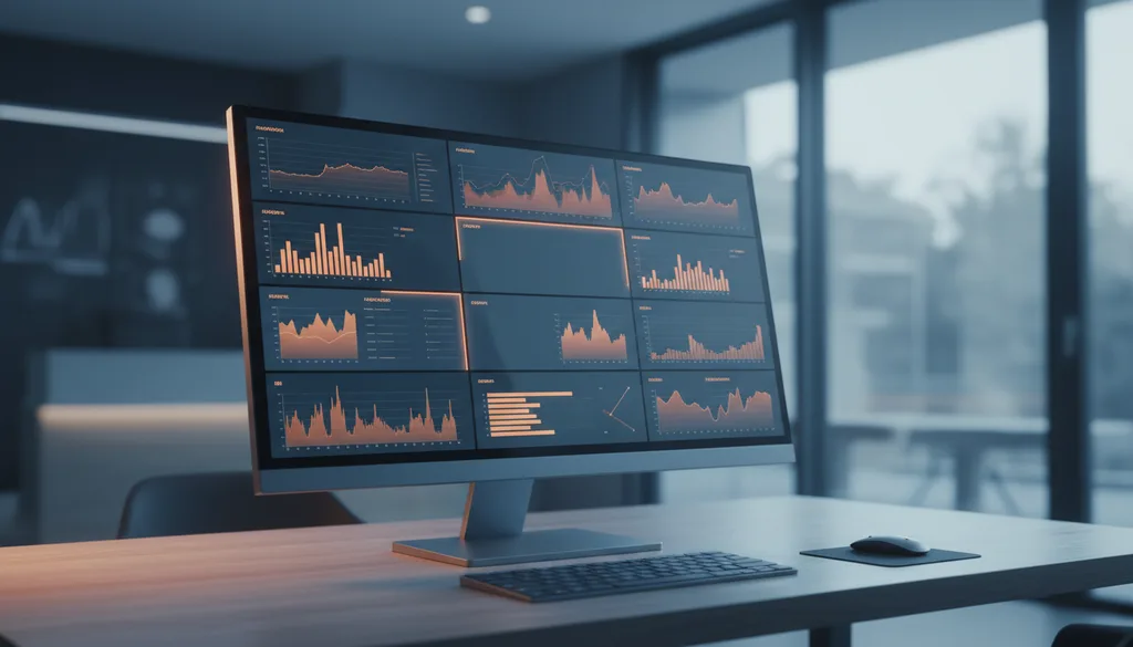 A monitor showing a dashboard of call and booking charts