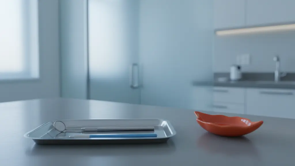 Clean dental instrument tray on a counter