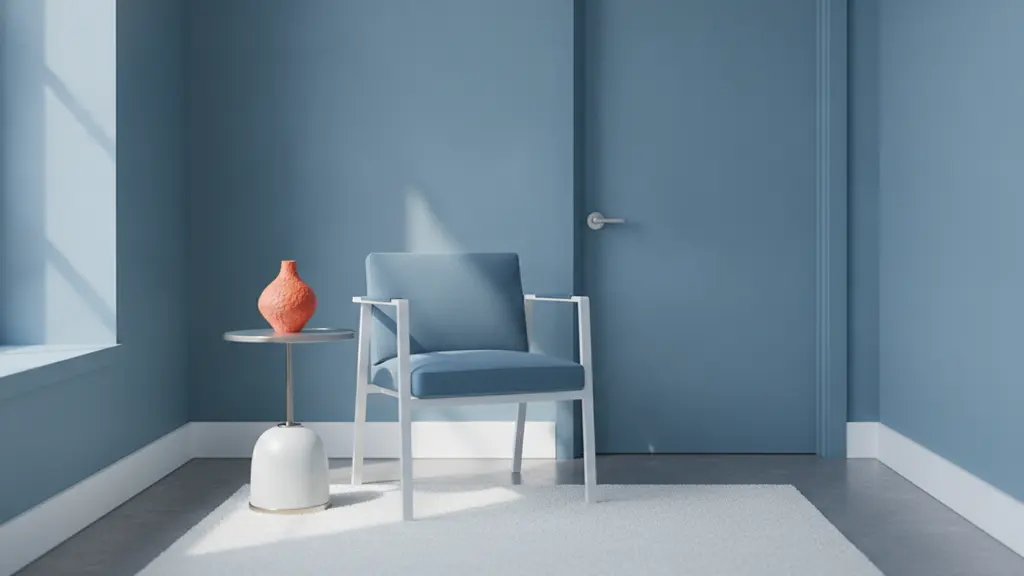 Quiet private practice waiting nook with a single chair and a small table